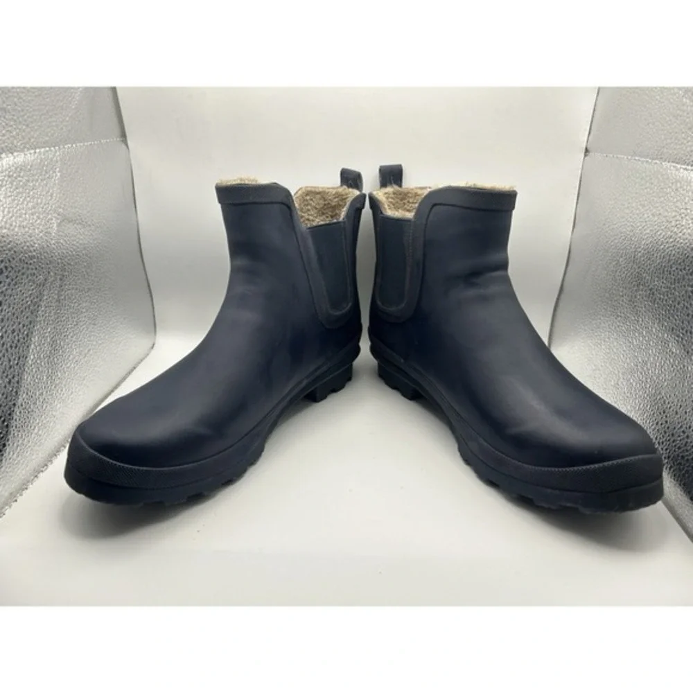 Serra Faux Fur Lined Rubber Boots‎ Navy Blue Women's SZ 10